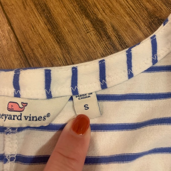 Vineyard Vines V-Neck Mixed Stripe Dress Blue White NWOT Size Small Womens - Picture 2 of 7